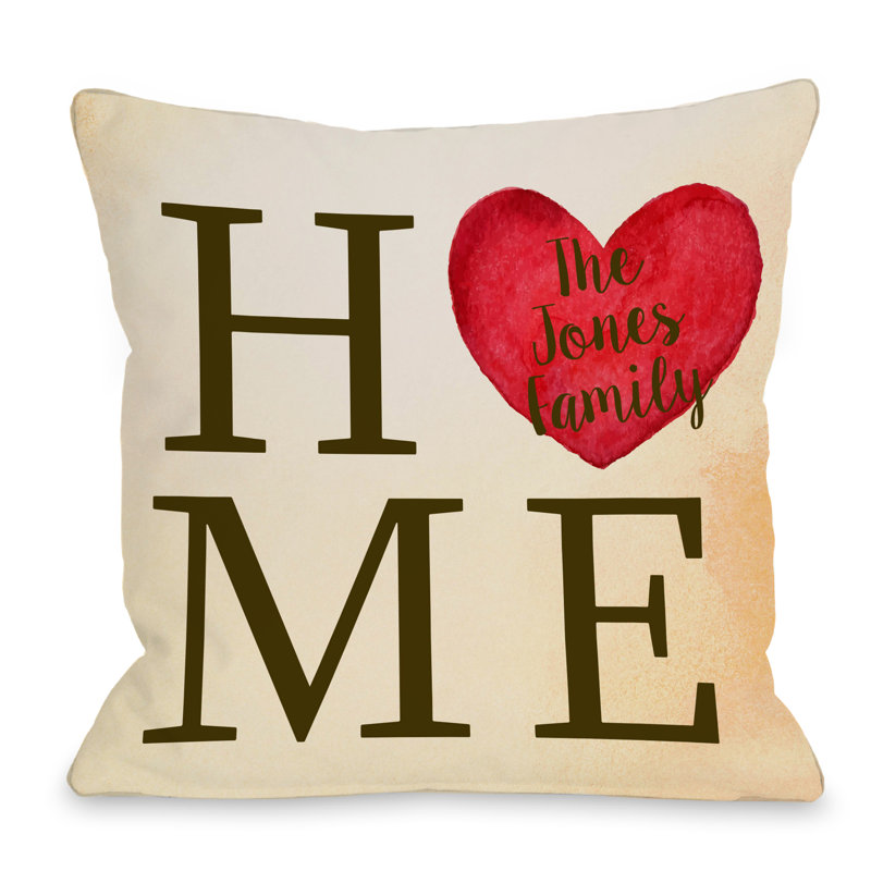 One Bella Casa Personalized Home Heart Family Throw Pillow & Reviews